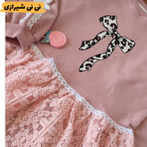❌ایراد دار پیراهن دامن دار پاپیون پنبه دورس و دانتل سایز ۴۵ و ۵۵ کد ۲۰