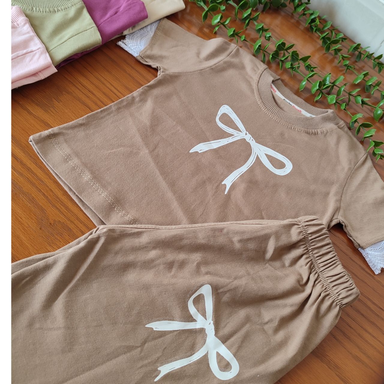 تیشرت شلوارک پاپیون پنبه ای سایز ۵۰ کد ۵۷