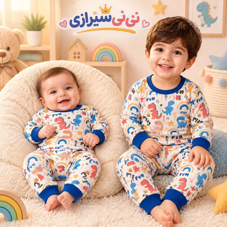 بلوز شلوار دایناسور های گوگولی سایز ۱ و ۲ و ۳ و ۴ کد ۱۶۲